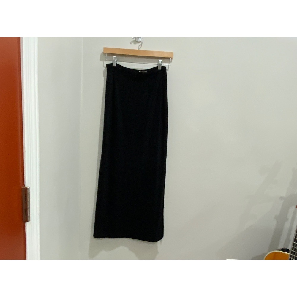 Willi Smith Collection Black Maxi Skirt Small Stretch Slit Made in USA 39101